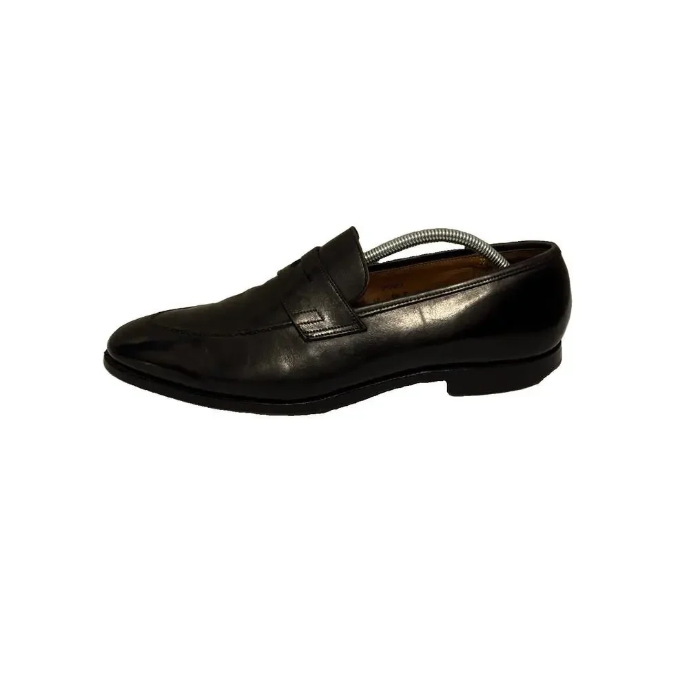 Crockett & Jones Sydney Penny Loafers Black Leather Men's UK 9.5 E US 10.5